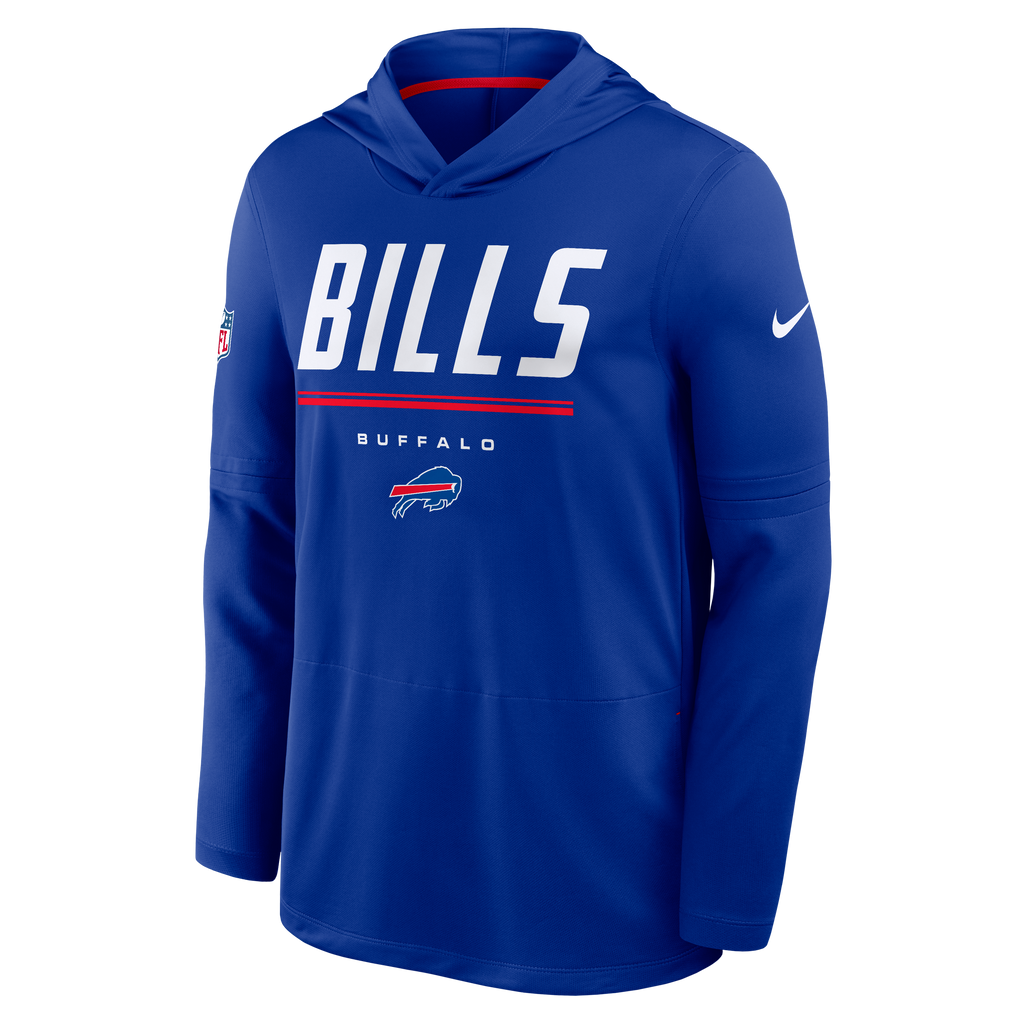 Buffalo Bills NFL Nike Men Royal Blue Sideline Dri-FIT Lightweight Long Sleeve Hoodie product image 1, provided for visual