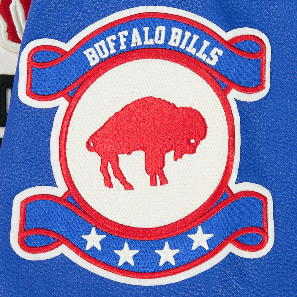 Buffalo Bills NFL Pro Standard Men Eggshell/Royal Blue Modern Originals Rib Wool Varsity Jacket product image 5, provided