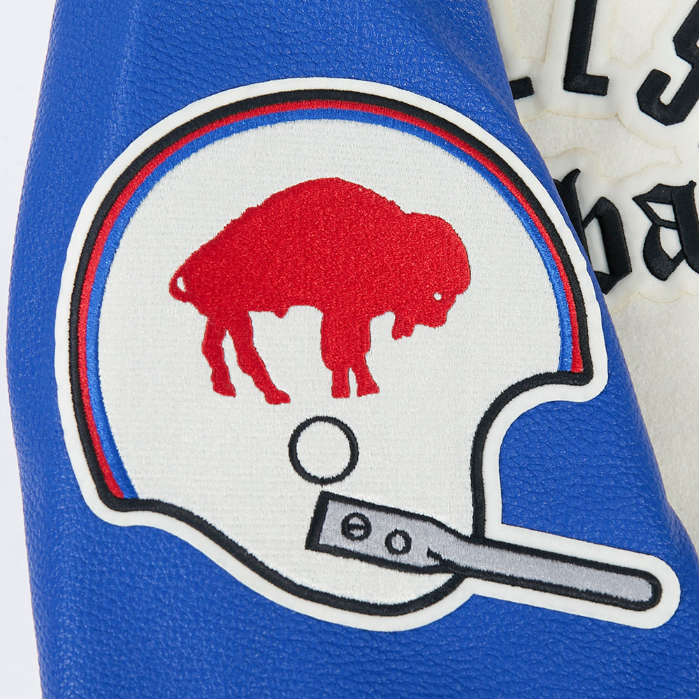 Buffalo Bills NFL Pro Standard Men Eggshell/Royal Blue Modern Originals Rib Wool Varsity Jacket product image 6, provided