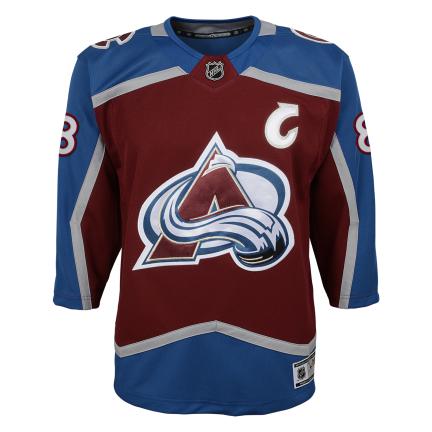 Cale Makar Colorado Avalanche NHL Outerstuff Youth Burgundy Premier Jersey product image 2, provided for visual reference