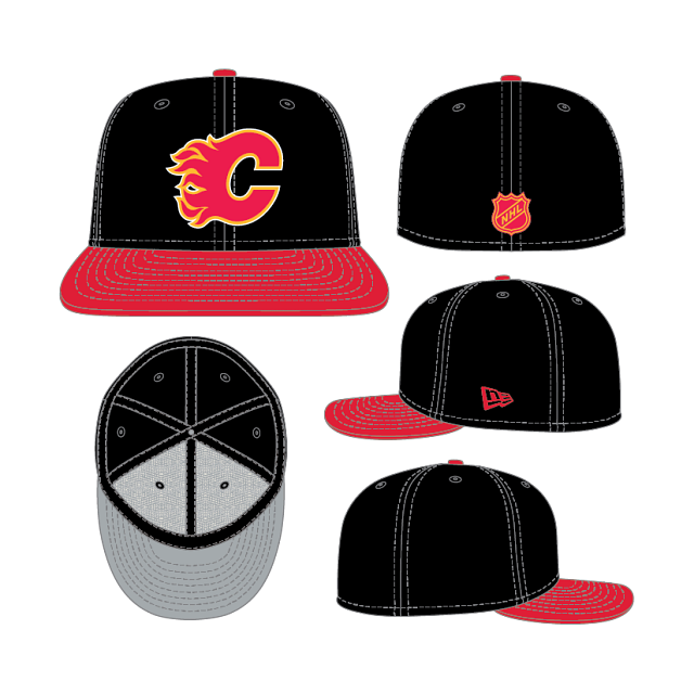 Calgary Flames NHL New Era Men Black and Red 59Fifty Fitted Hat product image 1, provided for visual reference and product