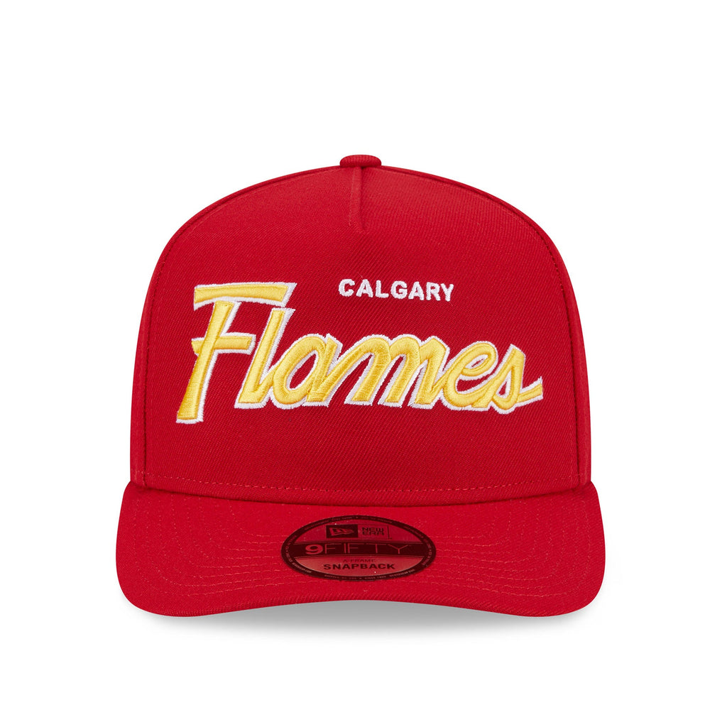 Calgary Flames NHL New Era Men Red 9FIfty Script A-Frame Snapback product image 4, provided for visual reference and product