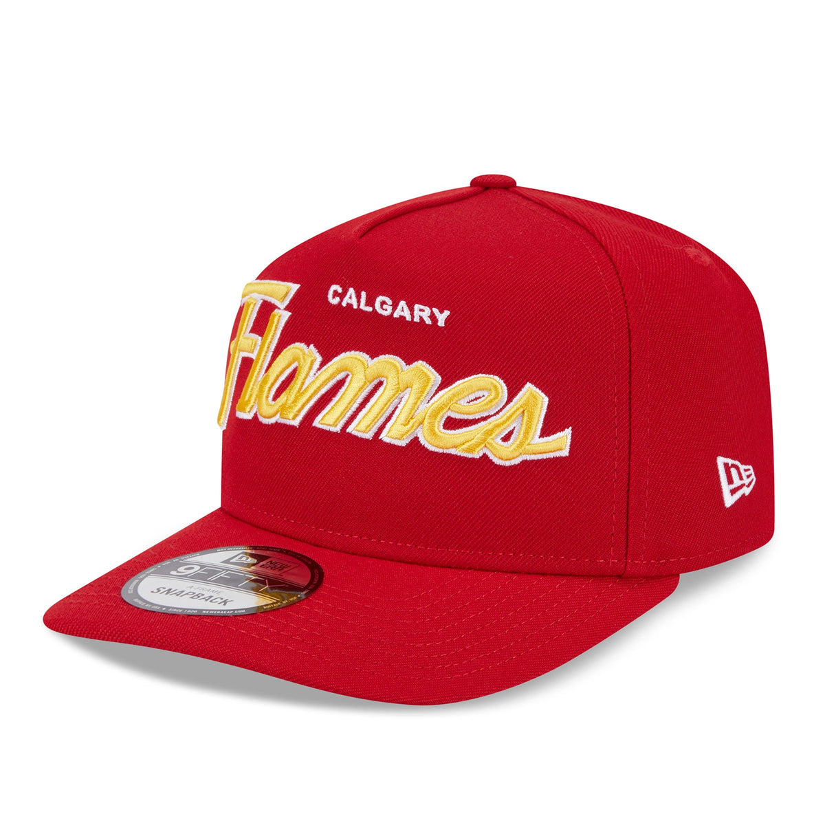 Calgary Flames NHL New Era Men Red 9FIfty Script A-Frame Snapback product image 3, provided for visual reference and product
