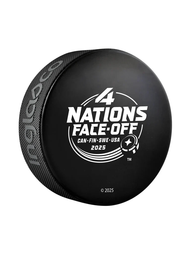 Canada NHL Inglasco 4 Nations Face-Off Champions Team Celebration Hockey Puck product image 2, provided for visual reference