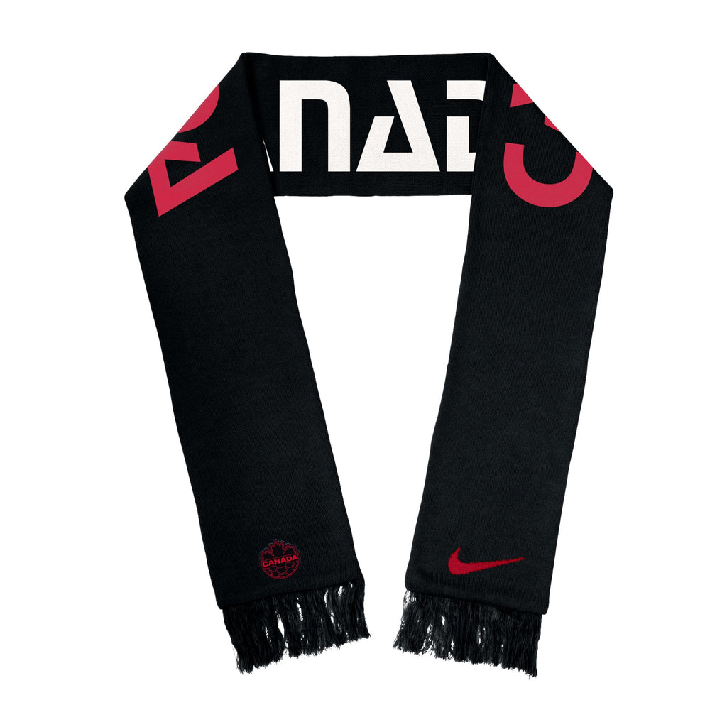 Canada Soccer FIFA Nike Black Sublimated Scarf product image 1, provided for visual reference and product detail review