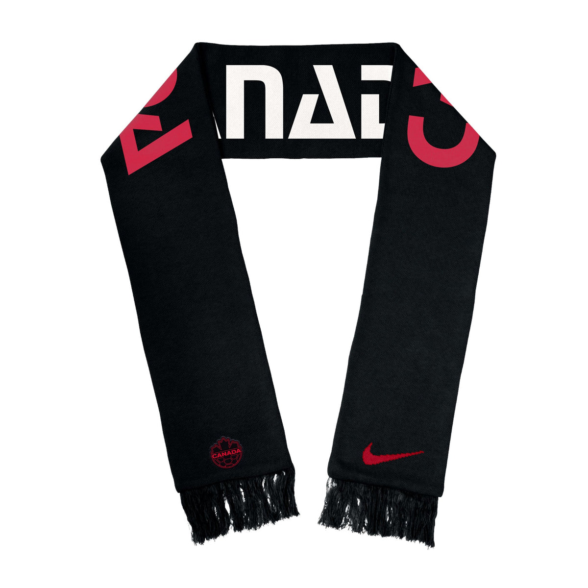 Canada Soccer FIFA Nike Black Sublimated Scarf product image 1, provided for visual reference and product detail review