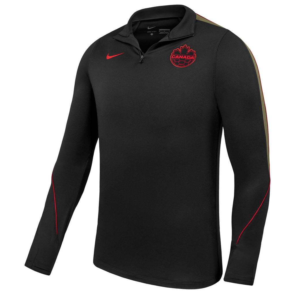 Canada Soccer FIFA Nike Men Black 1/4 Zip Strike Drill Long-sleeve Shirt product image 1, provided for visual reference and