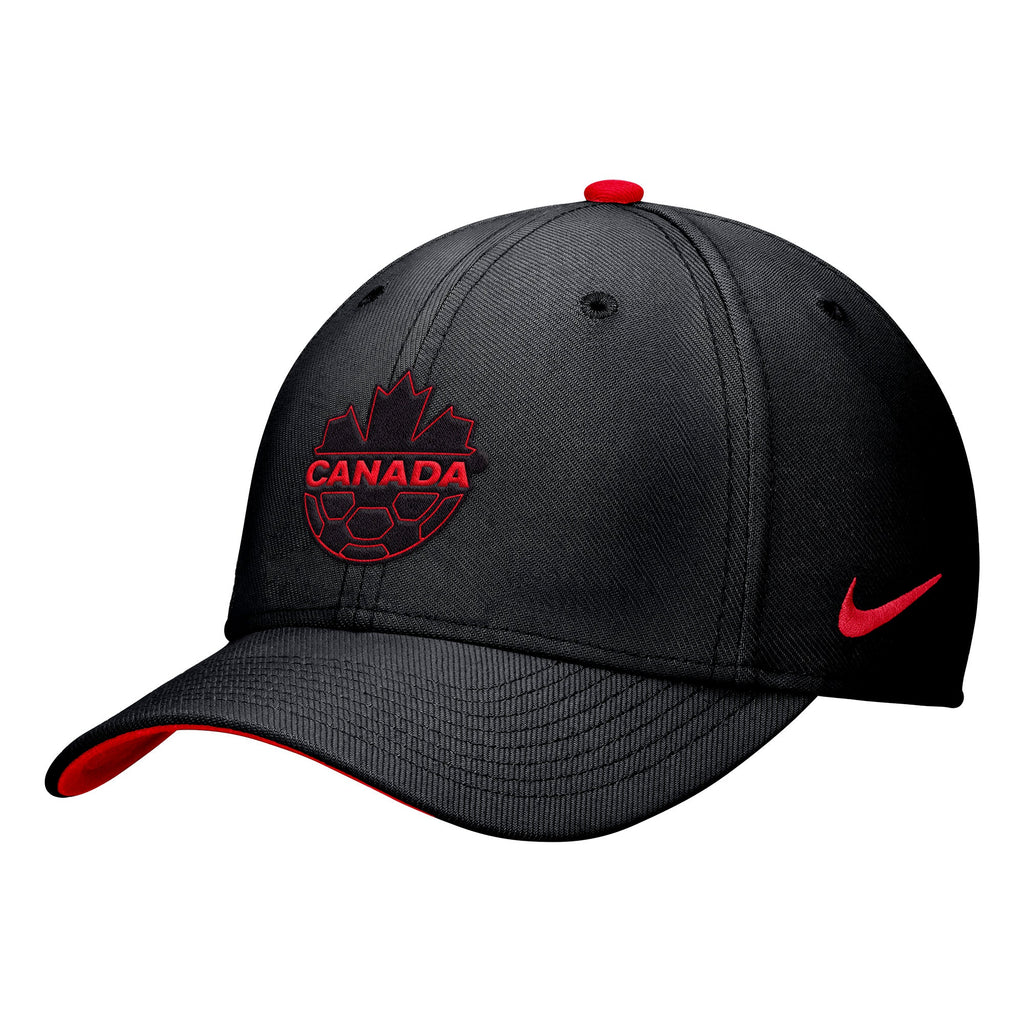 Canada Soccer FIFA Nike Men Black Rise Swoosh Flex Hat product image 1, provided for visual reference and product detail