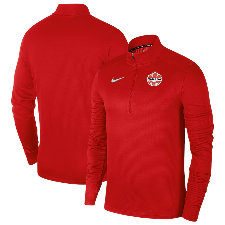 Canada Soccer FIFA Nike Men Red 1/4 Zip Pacer Long-sleeve Shirt product image 3, provided for visual reference and product
