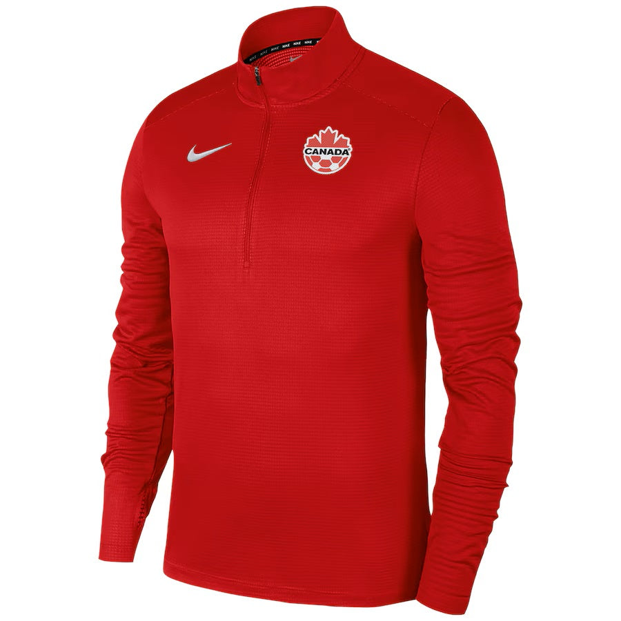 Canada Soccer FIFA Nike Men Red 1/4 Zip Pacer Long-sleeve Shirt product image 1, provided for visual reference and product