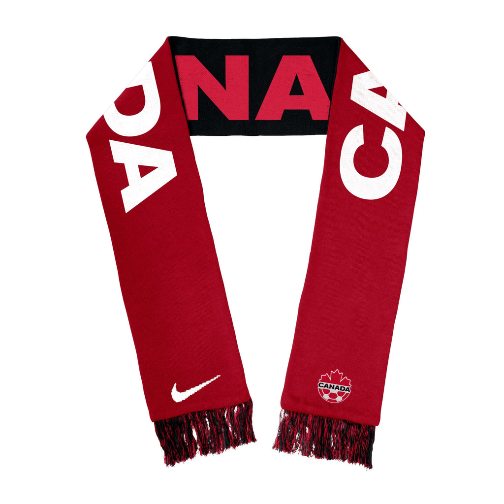 Canada Soccer FIFA Nike Red/Black Sublimated Scarf product image 2, provided for visual reference and product detail review