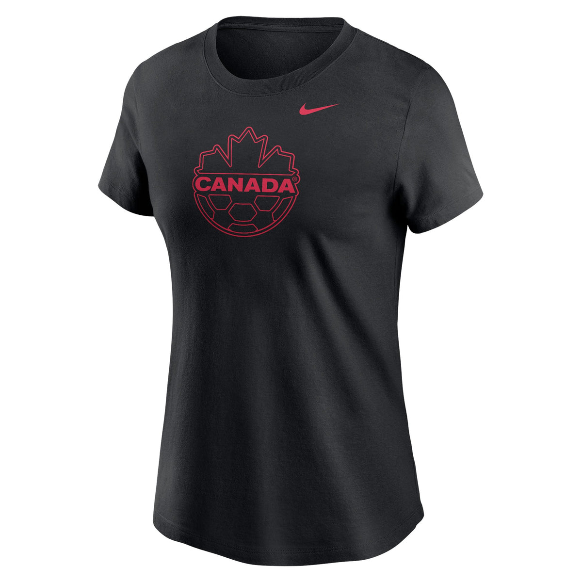Canada Soccer FIFA Nike Women Black Core Leaf T-Shirt product image 1, provided for visual reference and product detail