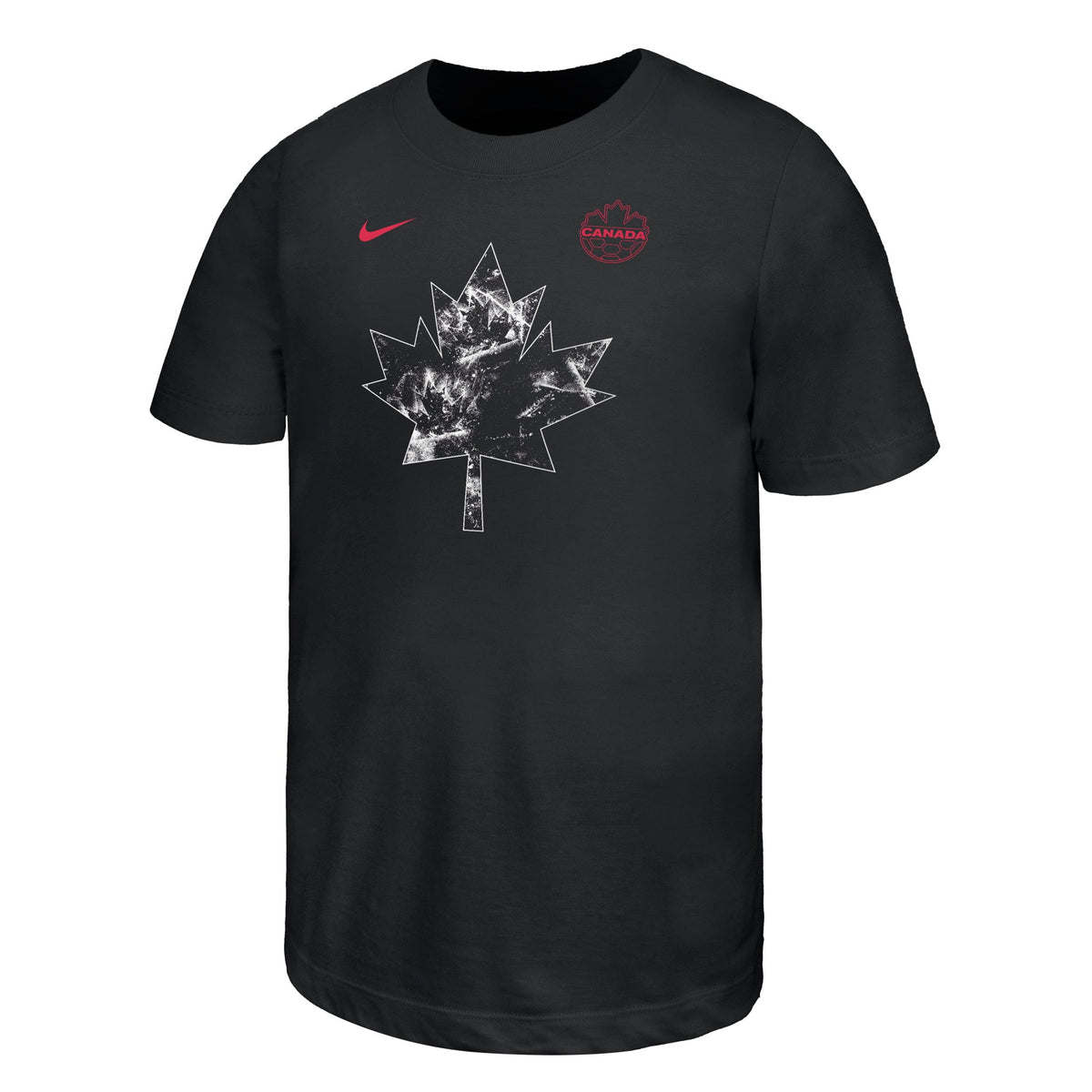 Canada Soccer FIFA Nike Youth Black Core Leaf T-Shirt product image 1, provided for visual reference and product detail
