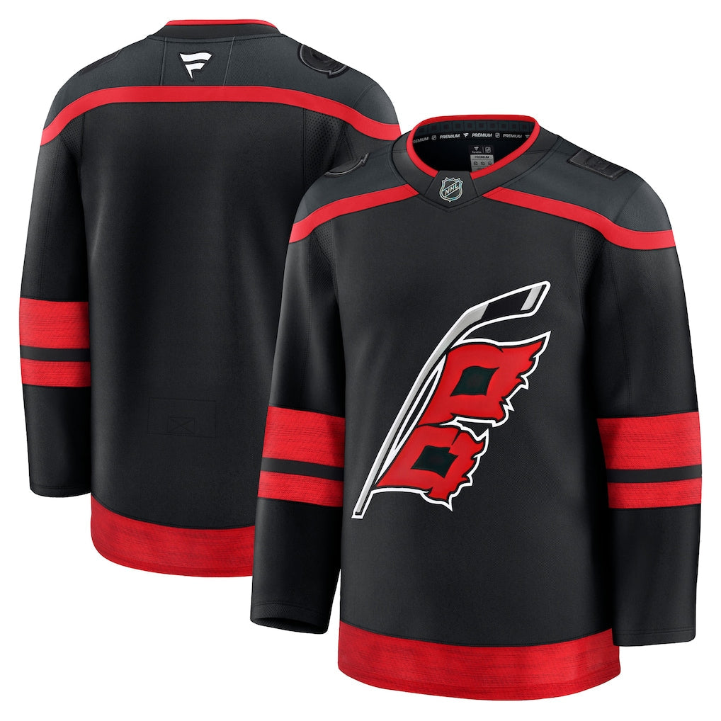 Carolina Hurricanes NHL Fanatics Branded Men Black Premium Jersey product image 3, provided for visual reference and product