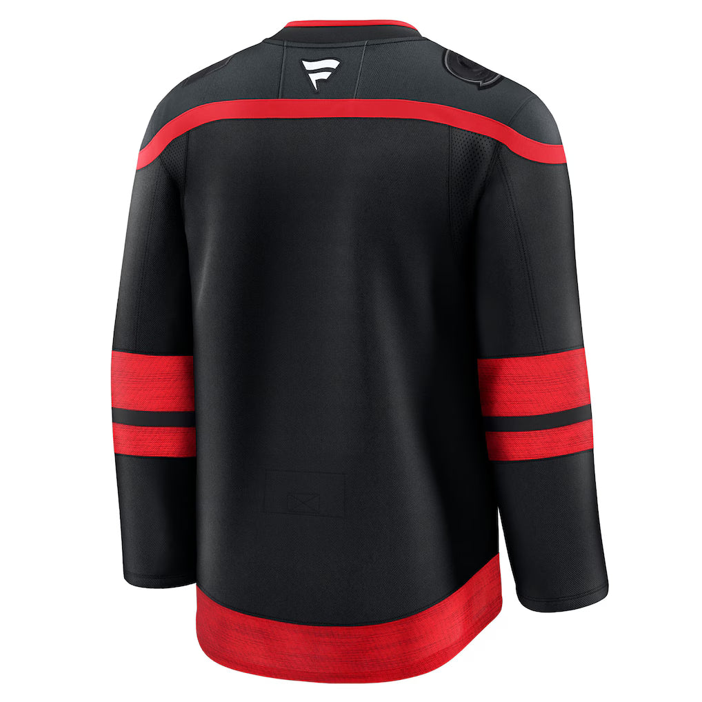 Carolina Hurricanes NHL Fanatics Branded Men Black Premium Jersey product image 2, provided for visual reference and product