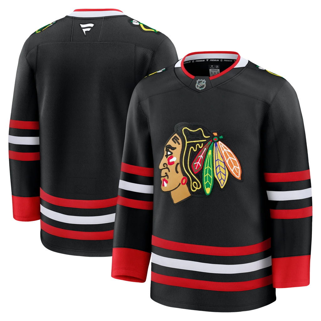 Chicago Blackhawks NHL Fanatics Branded Men Black Alternate Premium Jersey product image 3, provided for visual reference