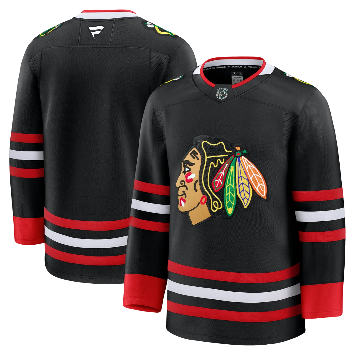 Chicago Blackhawks NHL Fanatics Branded Men Black Alternate Premium Jersey product image 3, provided for visual reference