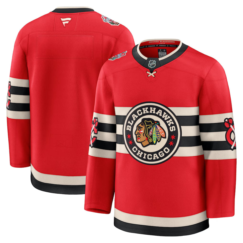 Chicago Blackhawks NHL Fanatics Branded Men Red 2025 Winter Classic Premium Jersey product image 3, provided for visual