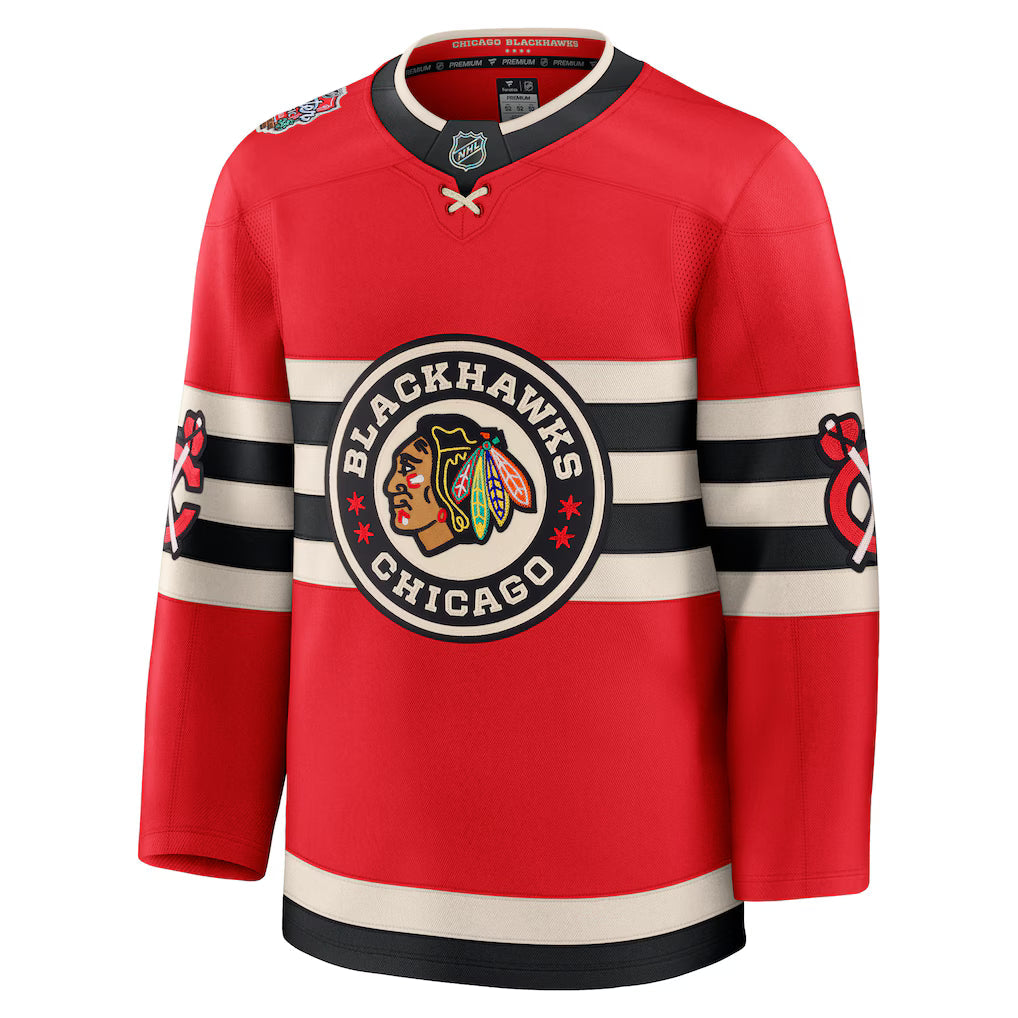 Chicago Blackhawks NHL Fanatics Branded Men Red 2025 Winter Classic Premium Jersey product image 1, provided for visual