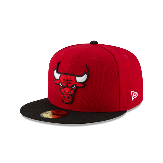 Chicago Bulls NBA New Era Men Red/Black 59Fifty Two Tone Fitted Hat product image 1, provided for visual reference and