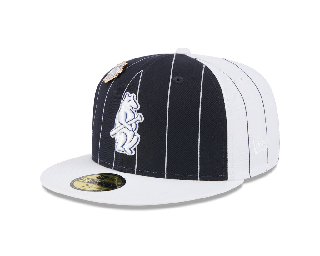 Chicago Cubs MLB New Era Men Navy 59Fifty Two Tone Pinstripe Fitted Hat product image 4, provided for visual reference and