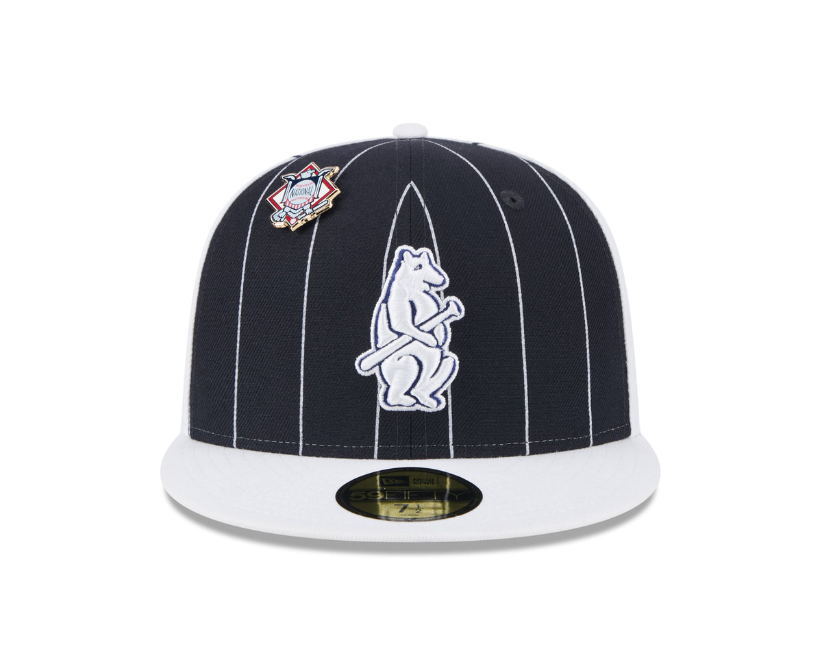 Chicago Cubs MLB New Era Men Navy 59Fifty Two Tone Pinstripe Fitted Hat product image 3, provided for visual reference and