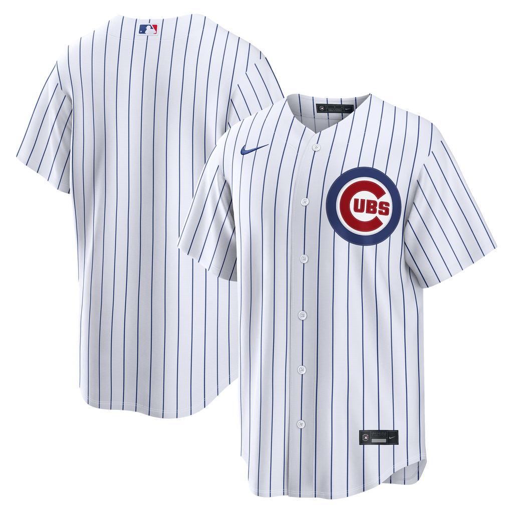 Chicago Cubs MLB Nike Men White Pinstripe Home Replica Jersey product image 3, provided for visual reference and product