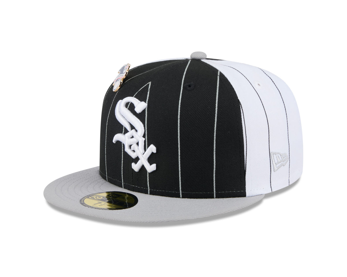 Chicago White Sox MLB New Era Men Black 59Fifty Two Tone Pinstripe Fitted Hat product image 4, provided for visual reference