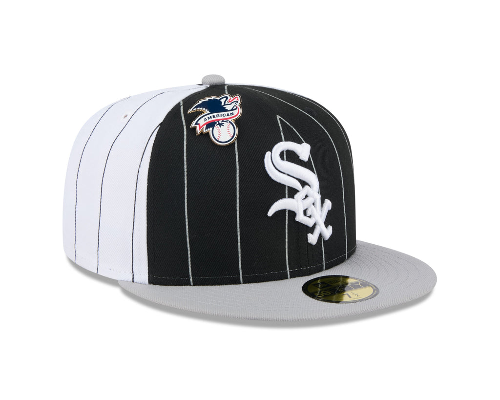 Chicago White Sox MLB New Era Men Black 59Fifty Two Tone Pinstripe Fitted Hat product image 1, provided for visual reference