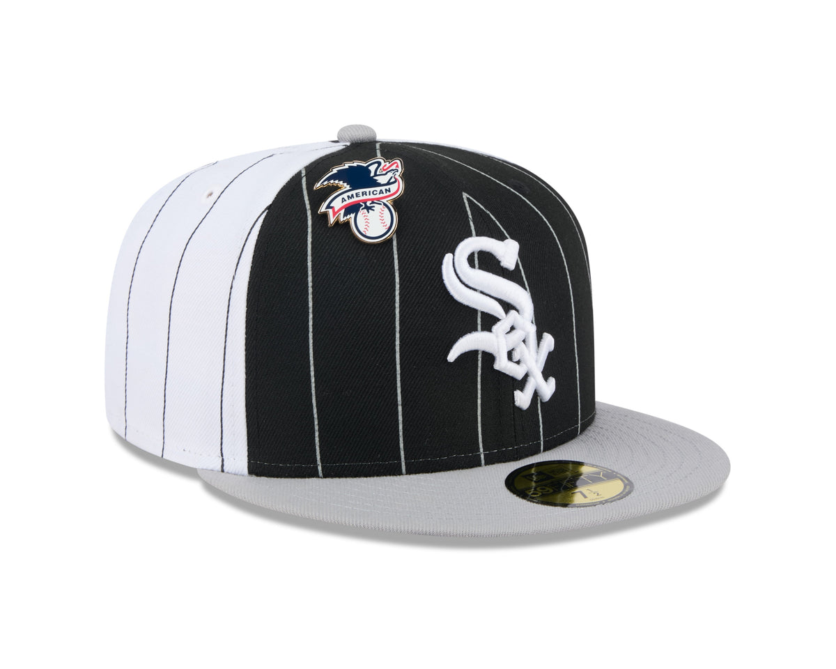Chicago White Sox MLB New Era Men Black 59Fifty Two Tone Pinstripe Fitted Hat product image 1, provided for visual reference