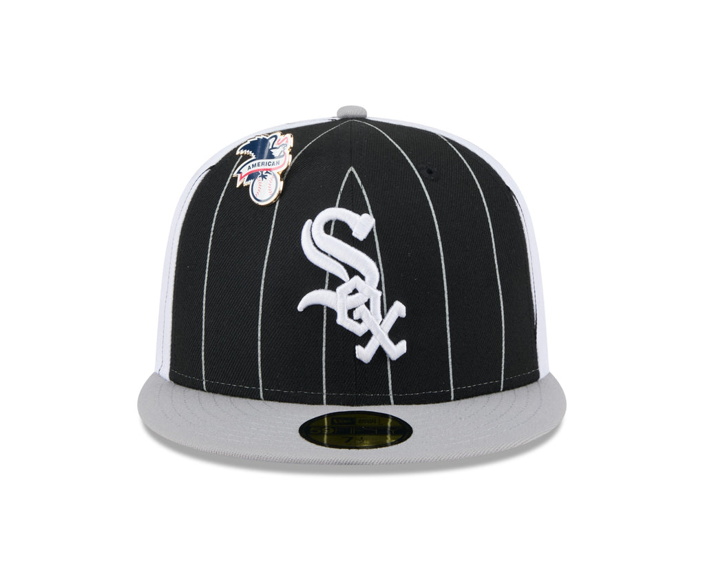 Chicago White Sox MLB New Era Men Black 59Fifty Two Tone Pinstripe Fitted Hat product image 3, provided for visual reference