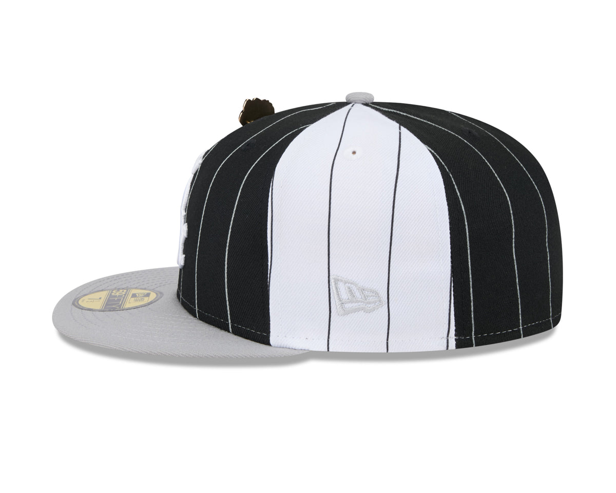 Chicago White Sox MLB New Era Men Black 59Fifty Two Tone Pinstripe Fitted Hat product image 5, provided for visual reference
