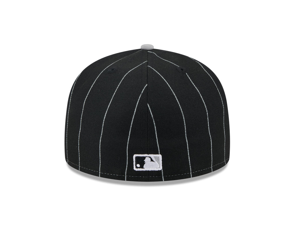 Chicago White Sox MLB New Era Men Black 59Fifty Two Tone Pinstripe Fitted Hat product image 2, provided for visual reference
