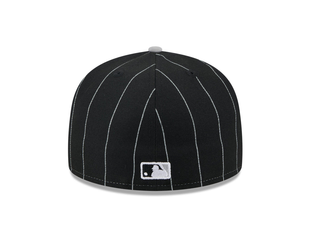 Chicago White Sox MLB New Era Men Black 59Fifty Two Tone Pinstripe Fitted Hat product image 2, provided for visual reference