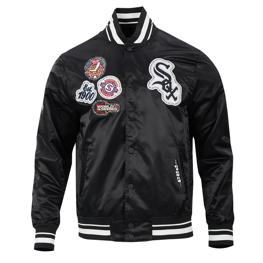 Chicago White Sox MLB Pro Standard Men Black DIY Pick Stitch Rib Satin Jacket product image 1, provided for visual reference