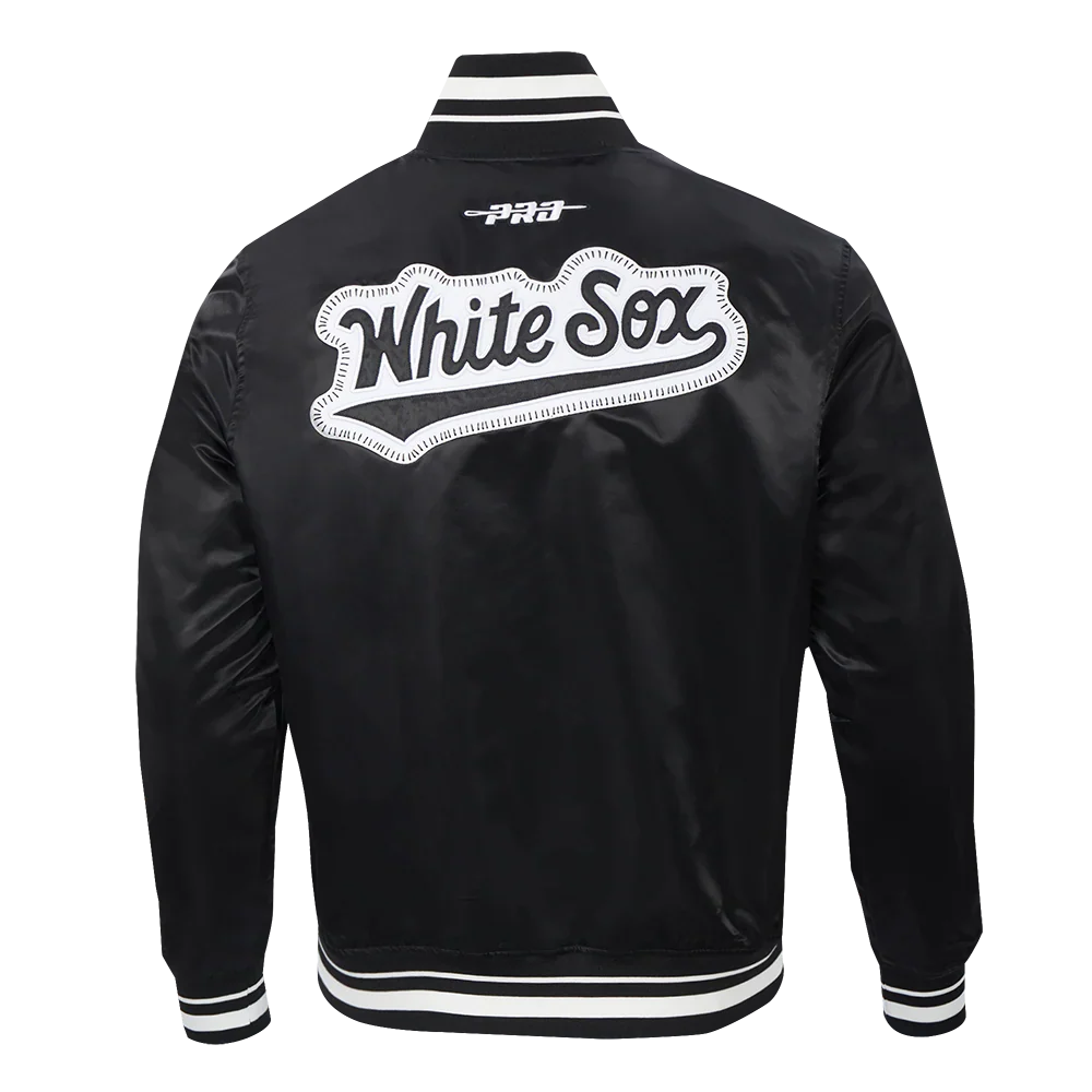 Chicago White Sox MLB Pro Standard Men Black DIY Pick Stitch Rib Satin Jacket product image 2, provided for visual reference