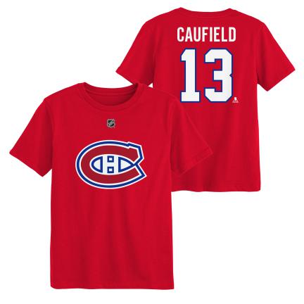 Cole Caufield #13 Montreal Canadiens NHL Outerstuff Kids Red T-Shirt product image 3, provided for visual reference and