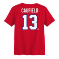 Cole Caufield #13 Montreal Canadiens NHL Outerstuff Kids Red T-Shirt product image 1, provided for visual reference and