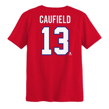 Cole Caufield #13 Montreal Canadiens NHL Outerstuff Kids Red T-Shirt product image 1, provided for visual reference and