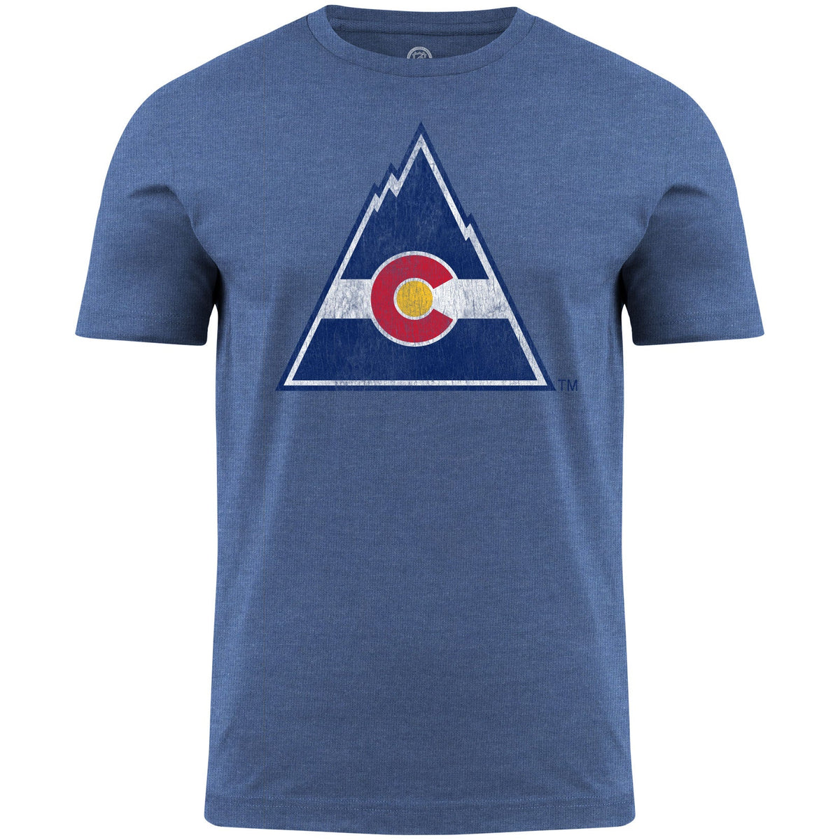 Colorado Rockies NHL Bulletin Men Royal Distressed Vintage Logo Heathered T-Shirt product image 1, provided for visual
