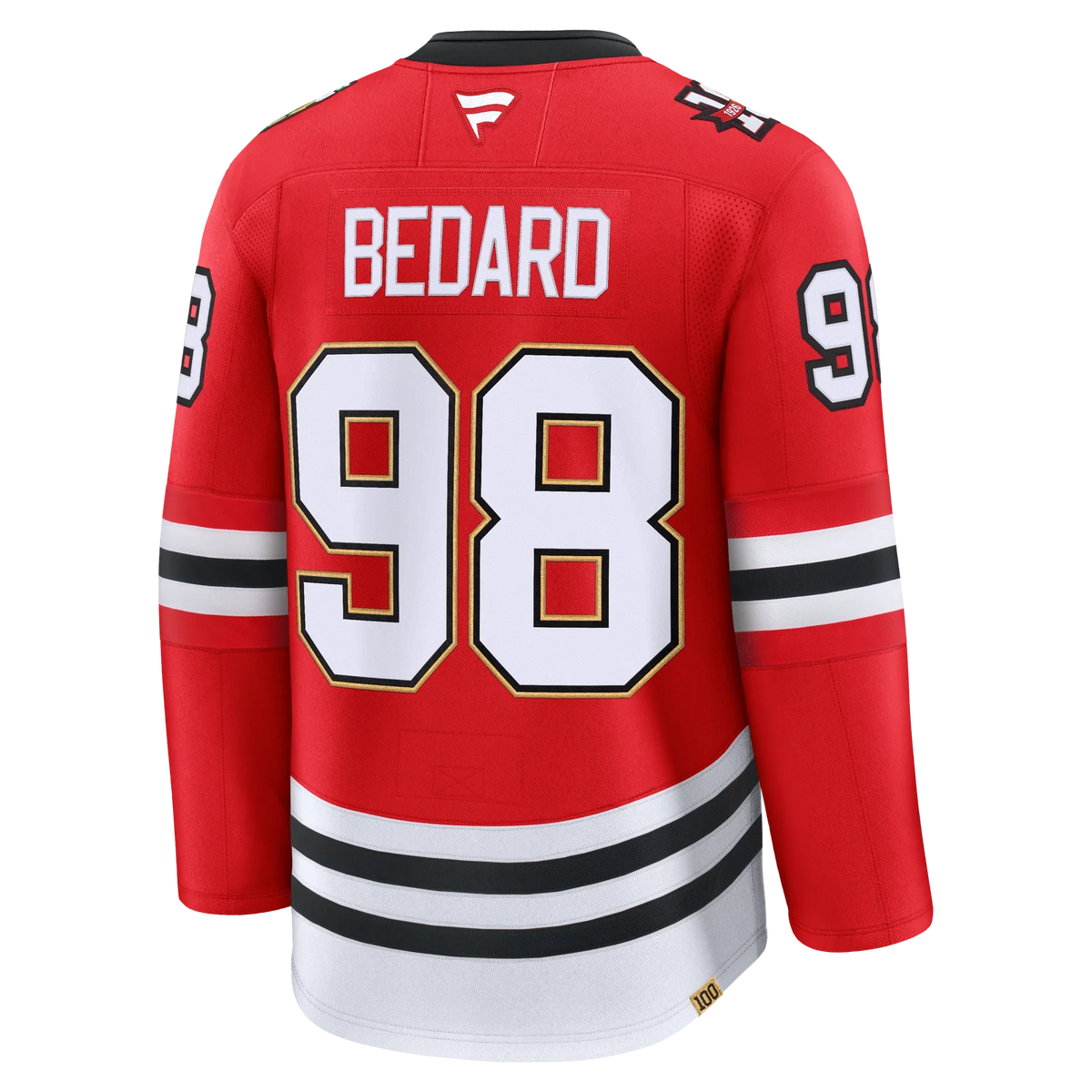 Connor Bedard Chicago Blackhawks NHL Fanatics Branded Men Red Centennial Premium Jersey product image 1, provided for visual