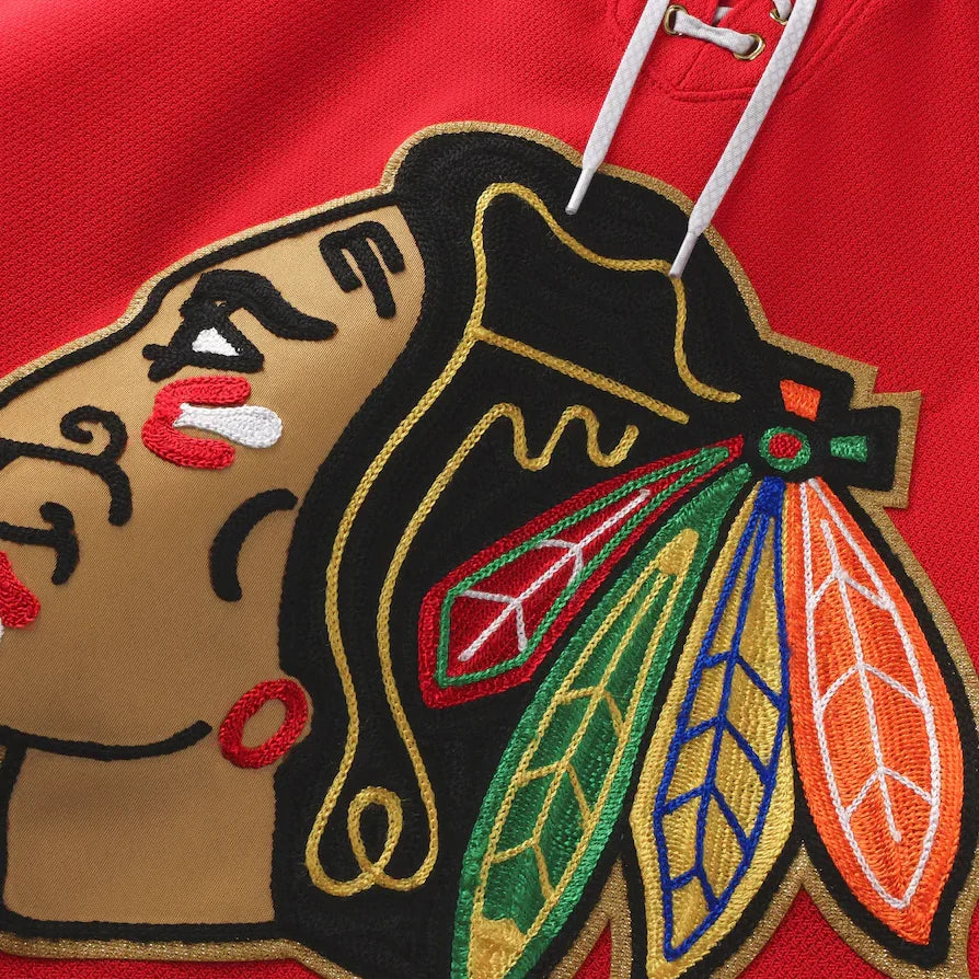 Connor Bedard Chicago Blackhawks NHL Fanatics Branded Men Red Centennial Premium Jersey product image 4, provided for visual