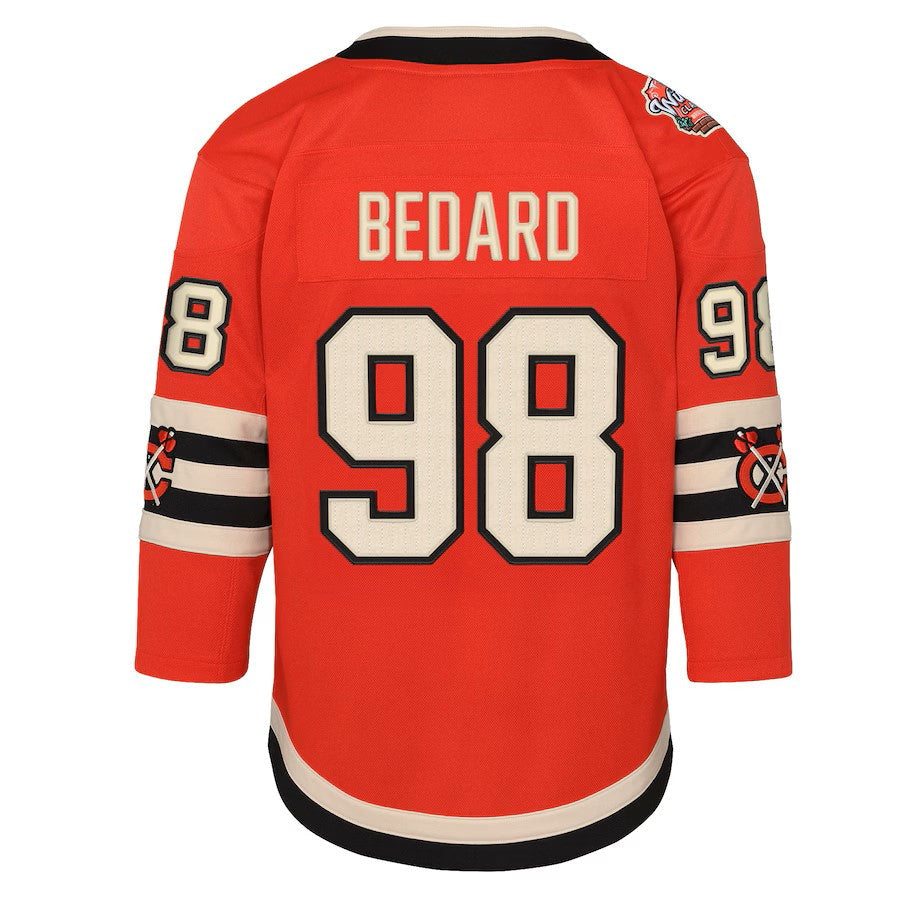 Connor Bedard Chicago Blackhawks NHL Outerstuff Youth Red 2024 Winter Classic Premier Jersey product image 3, provided for