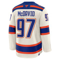 Connor McDavid Edmonton Oilers NHL Fanatics Branded Men Beige Alternate Premium Jersey product image 1, provided for visual