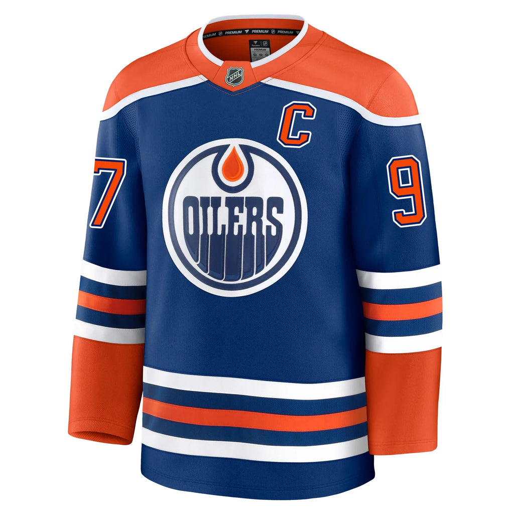 Connor McDavid Edmonton Oilers NHL Fanatics Branded Men Royal Blue Premium Jersey product image 2, provided for visual