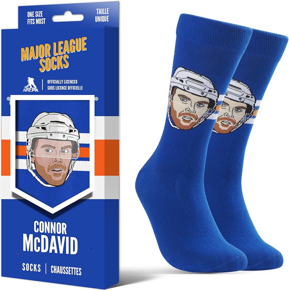 Connor McDavid Edmonton Oilers NHL Major League Socks Men Royal Crew Socks product image 1, provided for visual reference