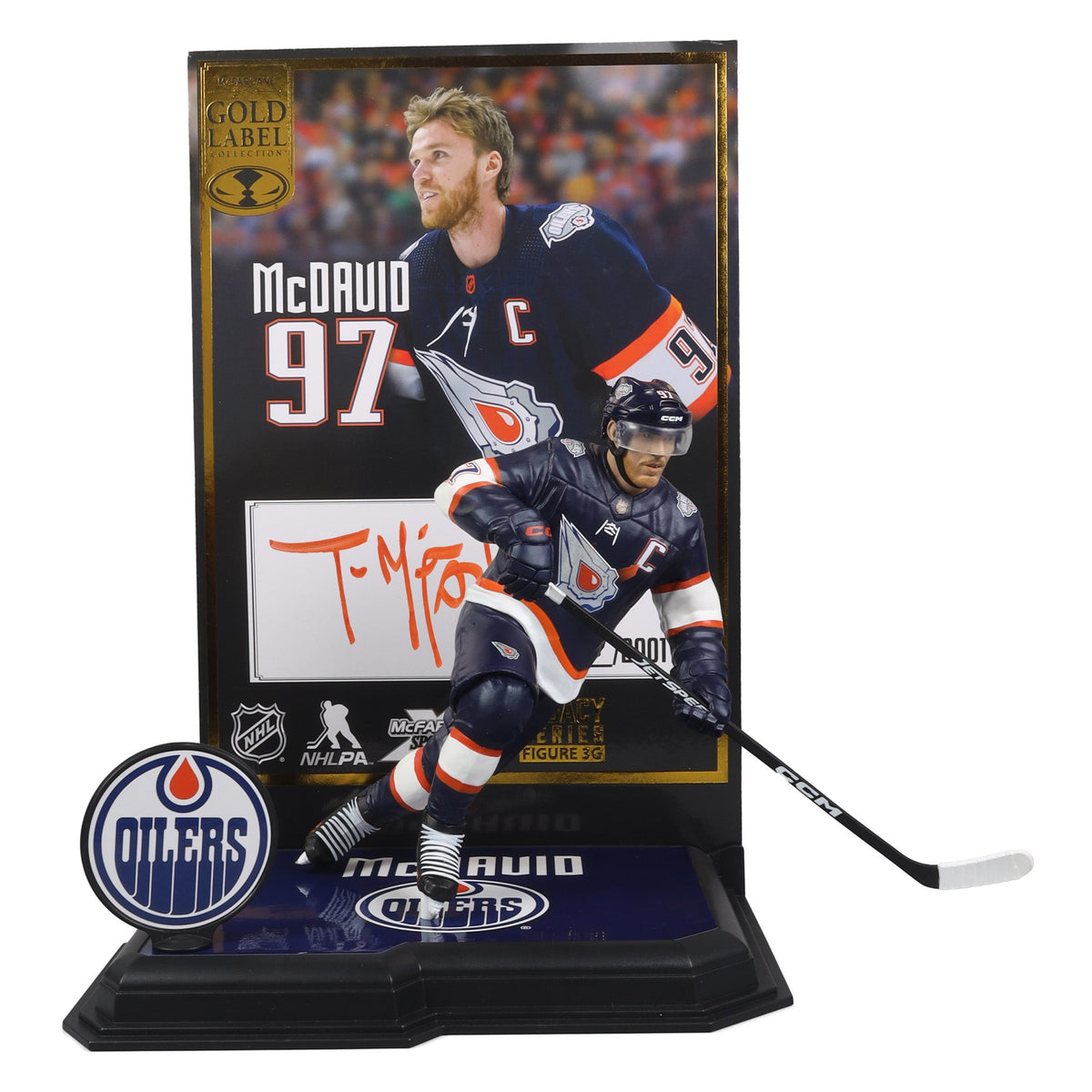 Connor McDavid Edmonton Oilers NHL McFarlane Toys Reverse Retro Uniform Gold Label Autograph 7" Action Figure product image