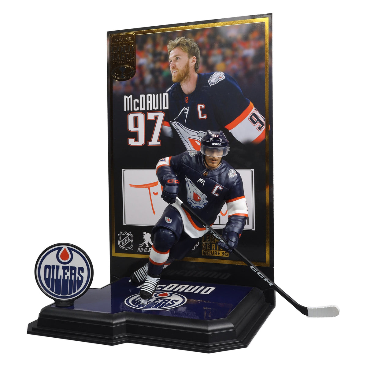 Connor McDavid Edmonton Oilers NHL McFarlane Toys Reverse Retro Uniform Gold Label Autograph 7" Action Figure product image