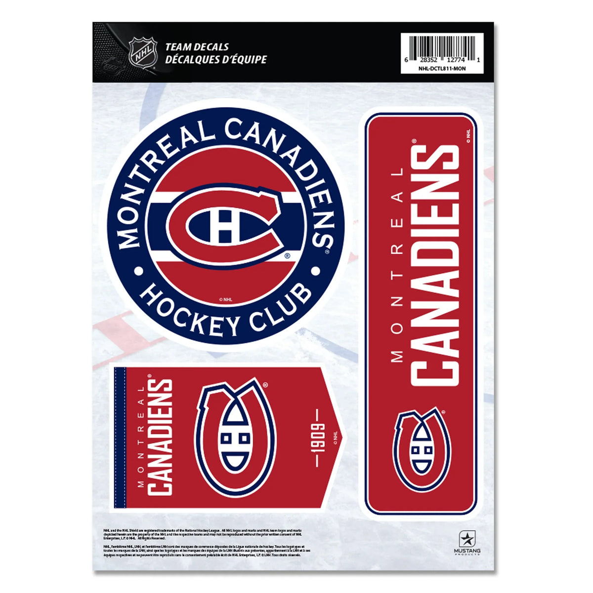 Montreal Canadiens NHL 8"x11" Team Fan Decal Set product image 1, provided for visual reference and product detail review