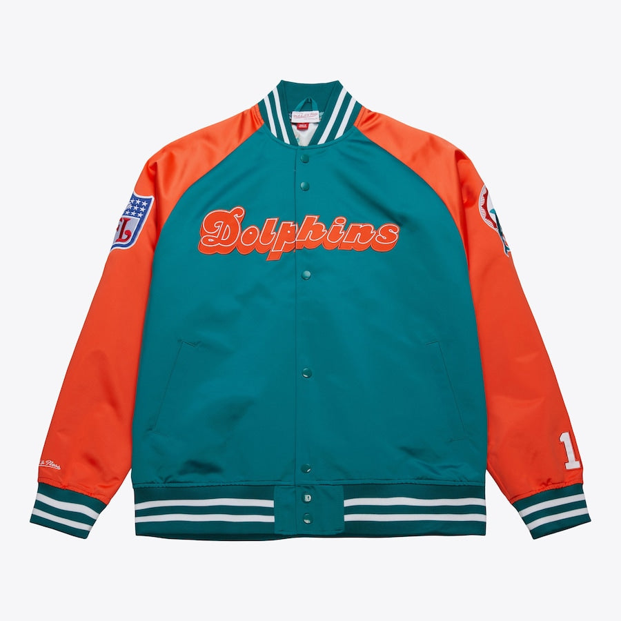 Dan Marino Miami Dolphins NFL Mitchell & Ness Men’s Aqua/Orange Lightweight Satin Jacket product image 1, provided for